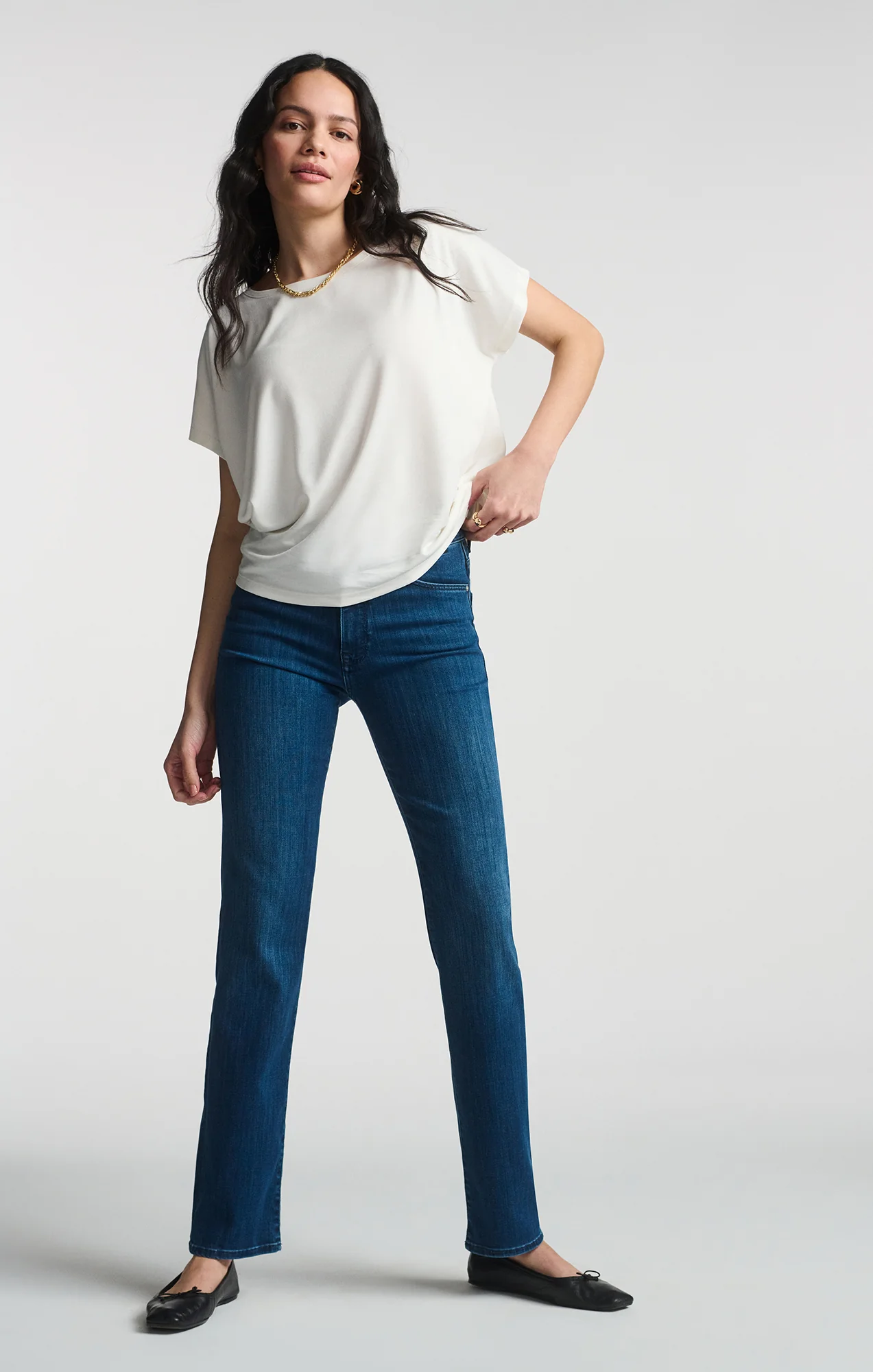 LUXE TOUCH TENCEL™ BOAT NECK T-SHIRT IN ANTIQUE WHITE - Image 4