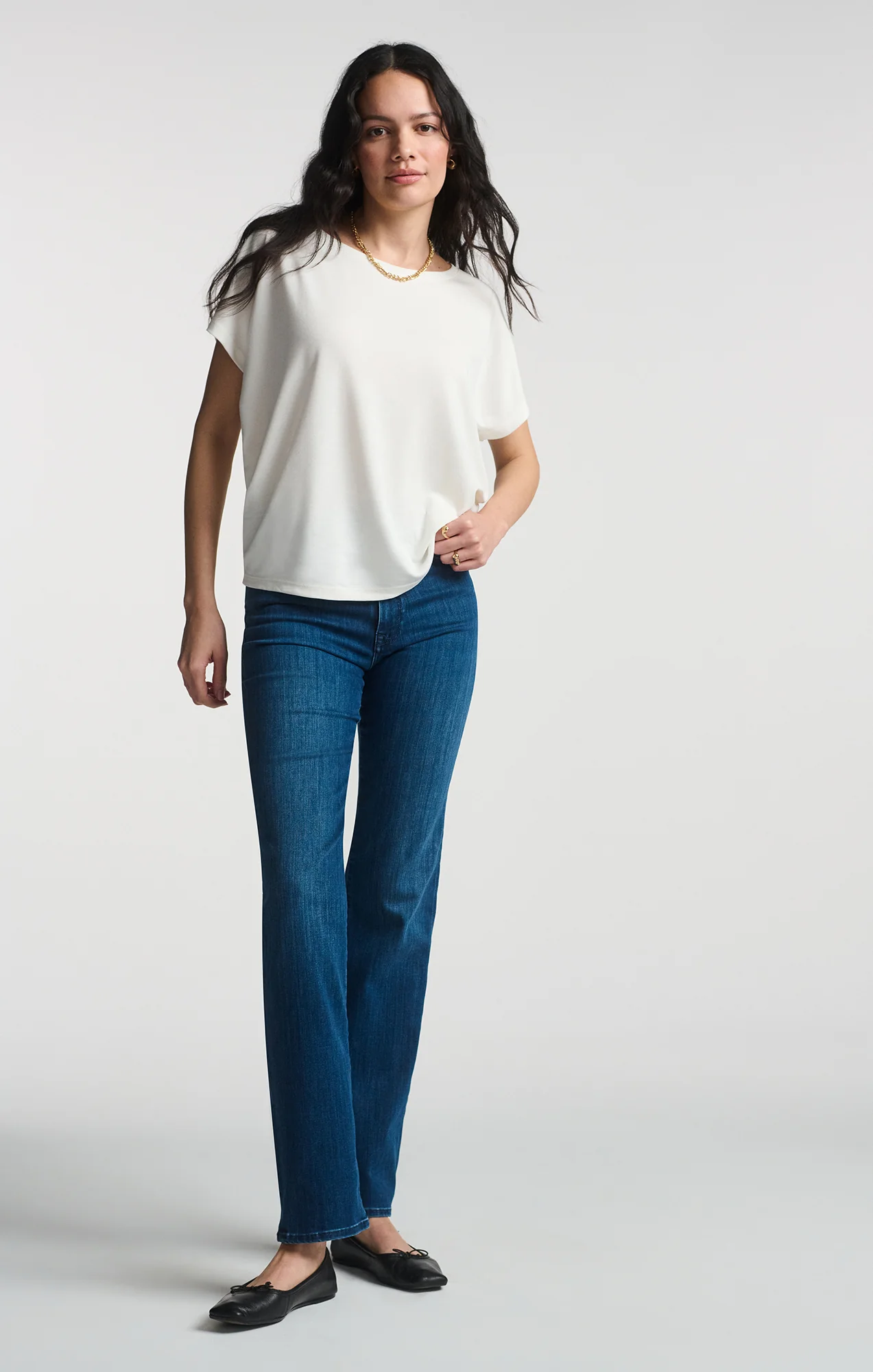 LUXE TOUCH TENCEL™ BOAT NECK T-SHIRT IN ANTIQUE WHITE - Image 5